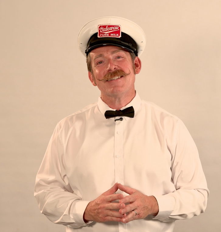 Performer as 1930s milkman Clarence Nash